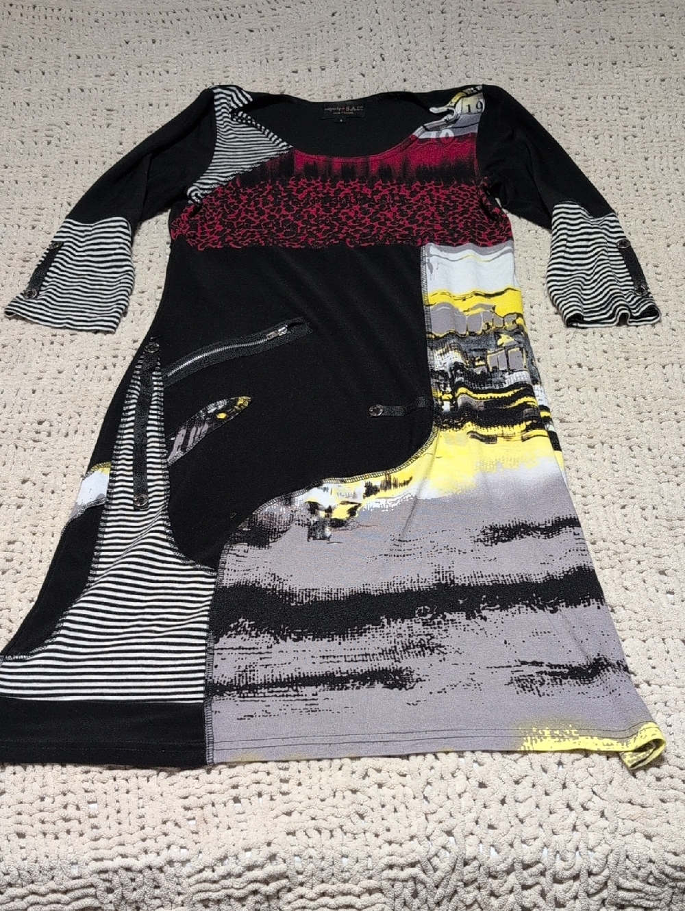 Abstract Print Dress | Colorblock Midi Dress | Modern Art Style Dress |